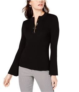I-N-C Womens Patent Zipper Pullover Sweater