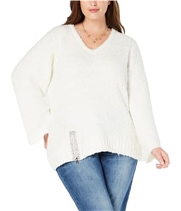 I-N-C Womens Rhinestone Zip Pullover Sweater