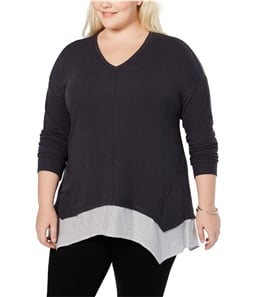 Style & Co. Womens Mixed Media Pullover Blouse
