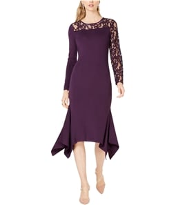 I-N-C Womens Floral Lace Inset Sweater Dress