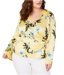I-N-C Womens Floral Wrap Blouse