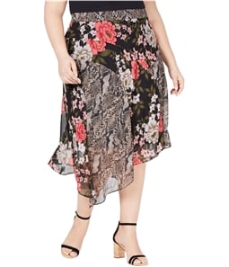 I-N-C Womens Floral Mix Print Asymmetrical Midi Skirt