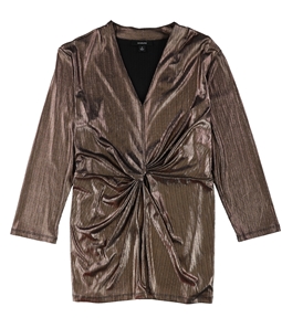 Alfani Womens Metallic Twisted-Front Pullover Blouse