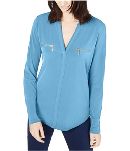 I-N-C Womens Zip Pockets Pullover Blouse
