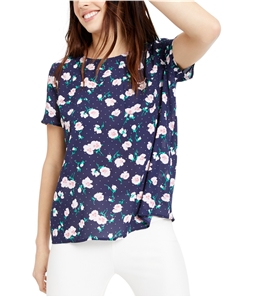 maison Jules Womens Pocketed Floral Button Down Blouse