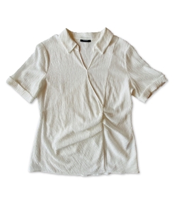 Alfani Womens Textured Collared Basic T-Shirt