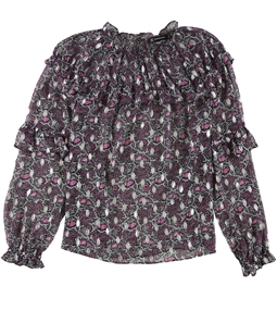 I-N-C Womens Printed Mock-Neck Pullover Blouse