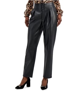 I-N-C Womens Faux Leather Casual Trouser Pants
