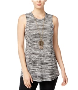 BCX Womens Space-Dye With Necklace Tank Top