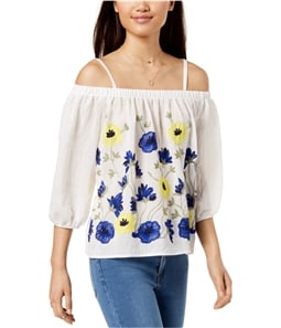 BCX Womens Embroidered Off the Shoulder Blouse