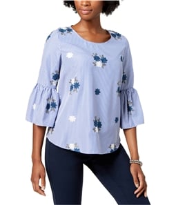 Nine West Womens Embroidered Pullover Blouse