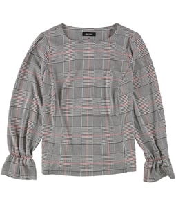 Nine West Womens Plaid Pullover Blouse