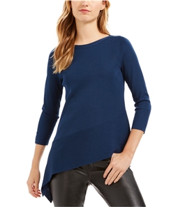 Anne Klein Womens Asymmetrical Hem Pullover Sweater