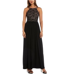 Nightway Womens Lace-Top A-line Gown Dress