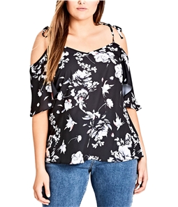 City Chic Womens Flower Time Cold Shoulder Blouse