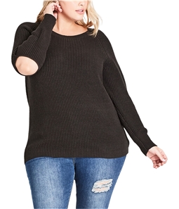 City Chic Womens Elbow Cutout Pullover Sweater