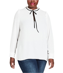 City Chic Womens Ruffle-Collar Pullover Blouse