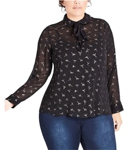 City Chic Womens Sheer Dove Button Down Blouse