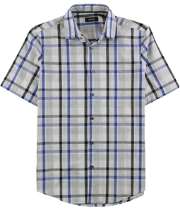 Alfani Mens Plaid, Plaid And Plaid Button Up Shirt