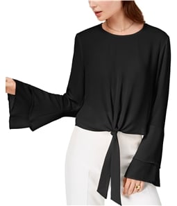 Self E Womens Tie Front Bell Sleeve Pullover Blouse