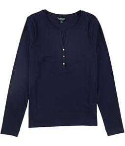 Ralph Lauren Womens Solid Split Neck Henley Shirt