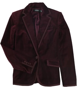 Ralph Lauren Womens Velvet One Button Blazer Jacket
