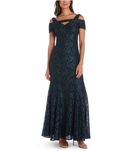 Nightway Womens Lace Gown Dress
