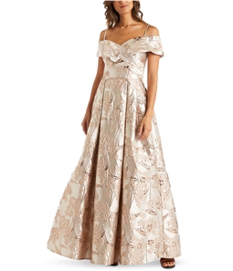 Nightway Womens Cold Shoulder Ball Fit & Flare Gown Pleated Dress