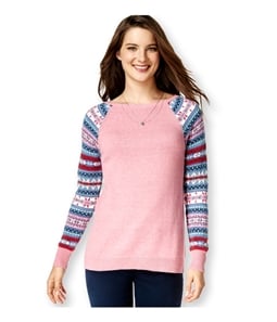 American Living Womens Fair-Isle Sleeves Pullover Sweater