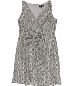 Ralph Lauren Womens Ruffled Print Sheath Surplice Dress
