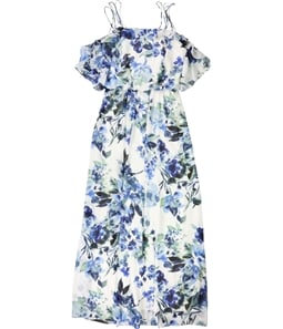 Ralph Lauren Womens Ruffled Floral Cold Shoulder Maxi Dress