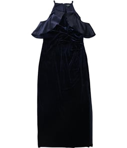 Ralph Lauren Womens Ruffled Velvet Halter Gown Dress