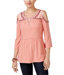 Style & Co. Womens Embroidered Cold Shoulder Blouse