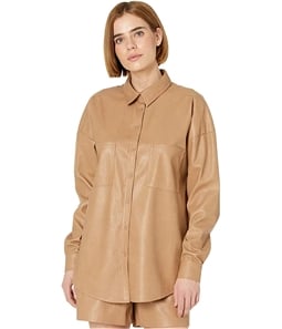 n:philanthropy Womens Vegan Leather Button Up Shirt