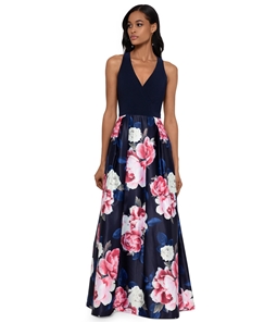 XSCAPE Womens Floral-Skirt A-line Gown Dress