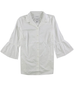 Charter Club Womens Embroidered Button Up Shirt