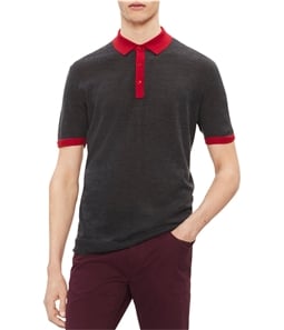 Calvin Klein Mens Contrast-Collar Wool Rugby Polo Shirt
