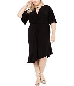 Love Squared Womens Twist-Front Asymmetrical Cocktail Dress