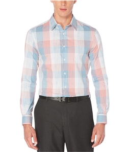Perry Ellis Mens Space Dyed Plaid Button Up Shirt