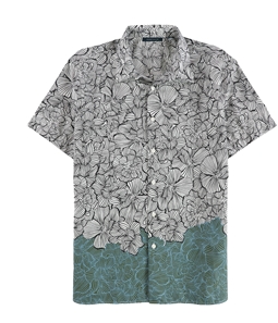 Perry Ellis Mens Luau Colorblocked Floral Button Up Shirt