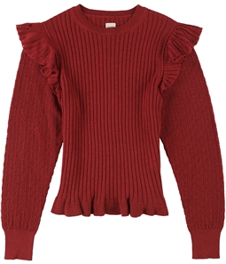 Rebecca Taylor Womens Ruffle Ribbed Pullover Sweater