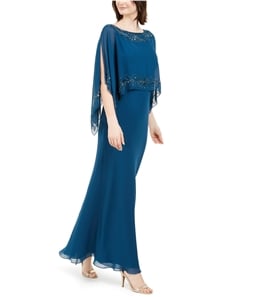 Jkara Womens Solid Embellished Gown Dress