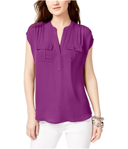 I-N-C Womens Solid Pullover Blouse