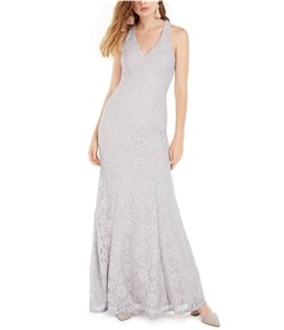 Sequin Hearts Womens Lace Open Back Gown Dress