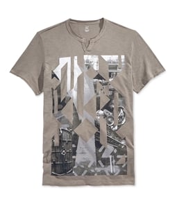 I-N-C Mens Split Neck Graphic T-Shirt