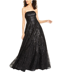 Say Yes to the Prom Womens Sequined Strapless Strapless Prom Dress