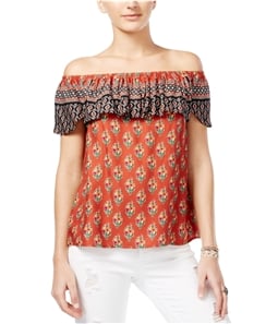 American Rag Womens Printed Off-The-Shoulder Pullover Blouse