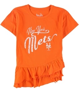 Touch Womens Mets Ruffled Graphic T-Shirt