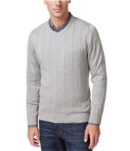John Ashford Mens V-Neck Striped-Texture Knit Sweater