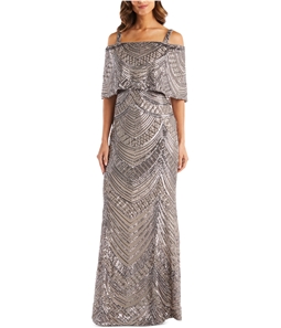 R&M Richards Womens Allover Sequin Gown Dress